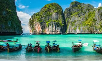 Maya Bay in Ko Phi Phi Le Island, Krabi Province of Thailand. South East Asia